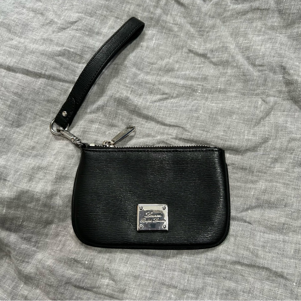 Lauren Ralph Lauren Black Leather Coin Purse Clutch Wristlet